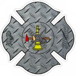 Diamondplate Firefighter Maltese Cross - Sticker