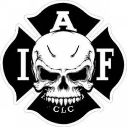 White Skull IAFF International Association Firefighters - Sticker