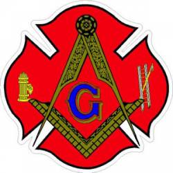 Mason / Masonic Firefighter Maltese Cross - Sticker