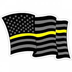Thin Yellow Line US Flag Waving Subdued - Sticker