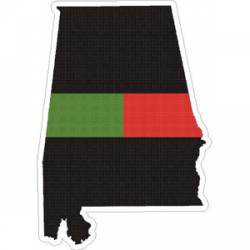 State of Alabama Thin Green Red Line - Vinyl Sticker