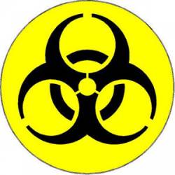 Biohazard Black On Yellow Round Circle Symbol  - Sticker
