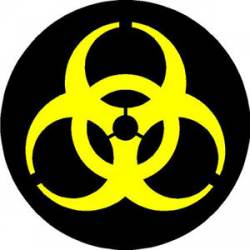 Biohazard Yellow On Black Round Circle Symbol - Sticker