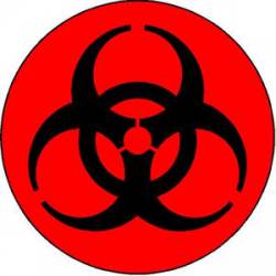 Biohazard Black On Red Round Circle Symbol - Sticker