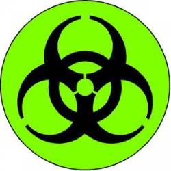 Biohazard Black On Green Round Circle Symbol - Sticker