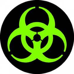 Biohazard Green On Black Round Circle Symbol - Sticker