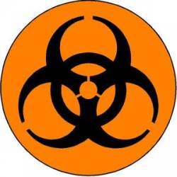 Biohazard Black On Orange Round Circle Symbol - Sticker