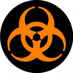 Biohazard Orange On Black Round Circle Symbol - Sticker