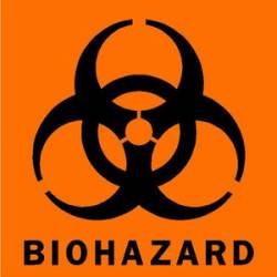 Biohazard Black On Orange Square Symbol - Sticker