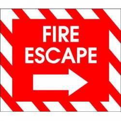 Fire Escape Sign Red & White - Sticker