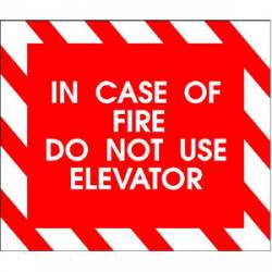 In Case Of Fire Do Not Use Elevator Sign Red & White - Sticker