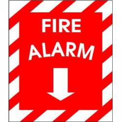 Fire Alarm Below Sign Red & White - Sticker
