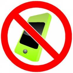 No Cell Phones Round Sign - Sticker