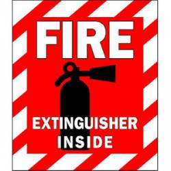 Fire Extinguisher Inside Sign Red & White - Sticker