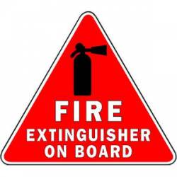 Fire Extinguisher On Board Triangle Sign Red & White - Sticker