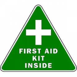 First Aid Kid Inside Sign Triangle Green & White - Sticker