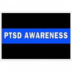 Thin Blue Line PTSD Awareness White - Sticker