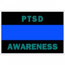 Thin Blue Line Teal PTSD Awareness - Sticker