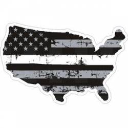 Thin White Line United States Outline Distressed Flag - Sticker