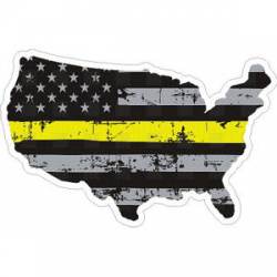 Thin Yellow Line United States Outline Distressed Flag - Sticker