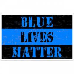 Thin Blue Line Blue Lives Matter Black & Blue Distressed - Sticker