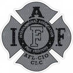 Gray Distressed IAFF International Association Firefighters - Sticker