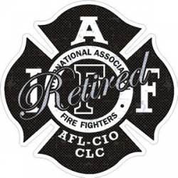 Black Retired Distressed IAFF International Association Firefighters - Sticker