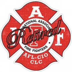 Red Retired Distressed IAFF International Association Firefighters - Sticker
