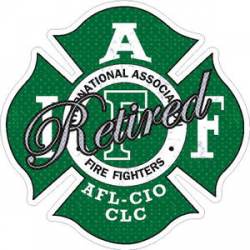Green Retired Distressed IAFF International Association Firefighters - Sticker