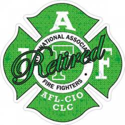 Light Green Retired Distressed IAFF International Association Firefighters - Sticker