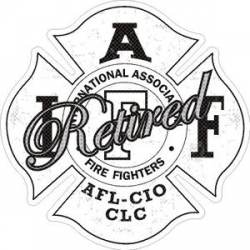White Retired Distressed IAFF International Association Firefighters - Sticker