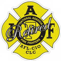 Yellow Retired Distressed IAFF International Association Firefighters - Sticker