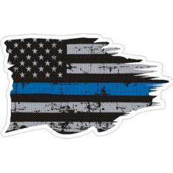 Thin Blue Line Distressed Tattered Flag - Sticker
