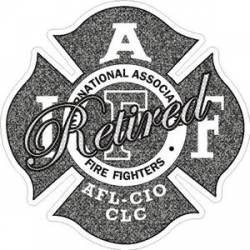 Black Texture Retired Distressed IAFF International Association Firefighters - Sticker