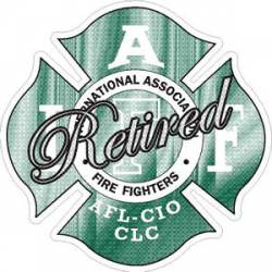 Green & White Retired IAFF International Association Firefighters - Sticker
