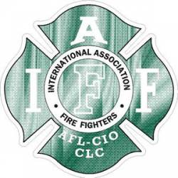 Green & White IAFF International Association Firefighters - Sticker