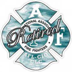Blue & Green Retired IAFF International Association Firefighters - Sticker
