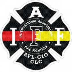 Thin Red & Yellow Line IAFF International Association Firefighters - Sticker