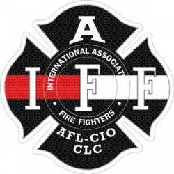 Thin Red & White Line IAFF International Association Firefighters - Sticker