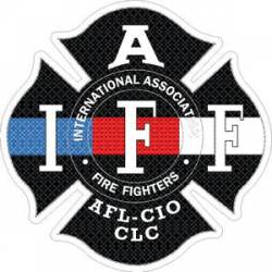 Thin Blue Red & White Line IAFF International Association Firefighters - Sticker