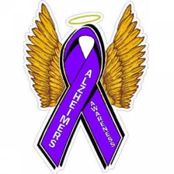 Alzheimers Awaress Ribbon With Wings - Sticker