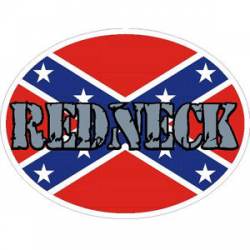 Redneck Confederate Rebel Flag Oval - Sticker