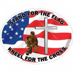 Stand For The Flag Kneel For The Cross American Flag - Sticker