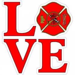 LOVE Maltese Cross Firefighter - Sticker