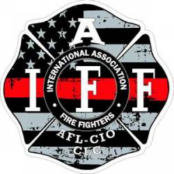 Thin Red Line White IAFF International Association Firefighters - Sticker