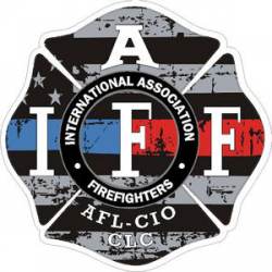Thin Blue Red Line White IAFF International Association Firefighters - Sticker