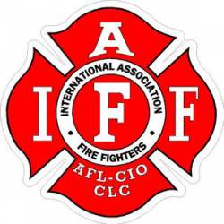 Red With White IAFF International Association Firefighters - Sticker