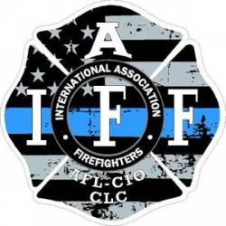 Thin Blue Line White IAFF International Association Firefighters - Sticker