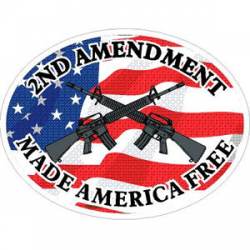 2nd Amendment Made America Free American Flag - Sticker
