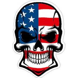 Patriotic American Flag Skull - Vinyl Sticker